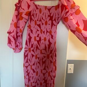 Floral Pink and Red Dress